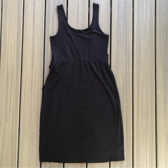 Pact Sleeveless Black Midi Organic Cotton Blend Dress with Waist Tie Size M - Picture 5 of 10